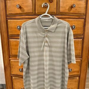 Nike Men's Tan Striped Polo Shirt